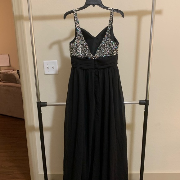 Black Pageant/Prom/Mardi Gras/Formal Dress,beaded, seqiuined, PERFECT - Picture 6 of 11